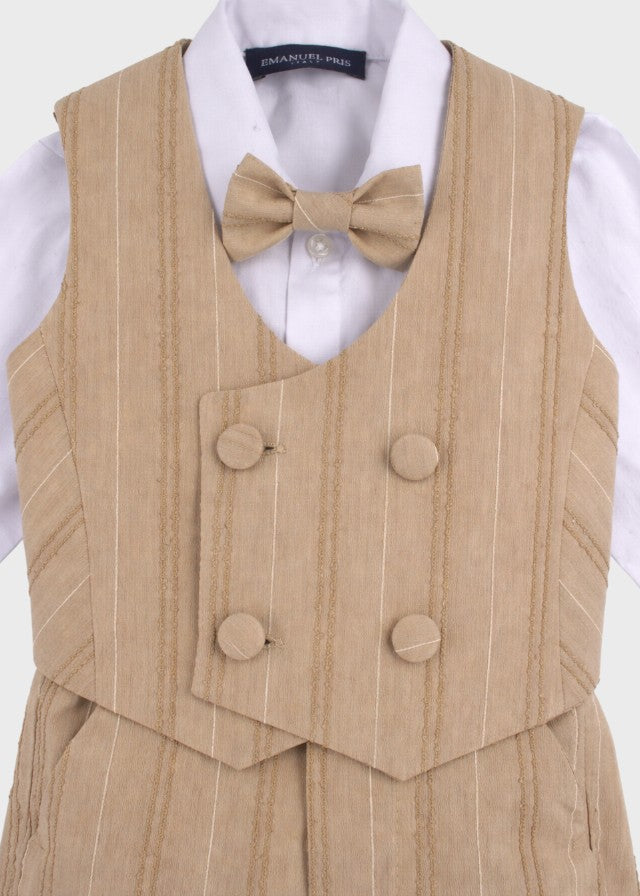 Completo Cerimonia Gilet Bermuda Marrone