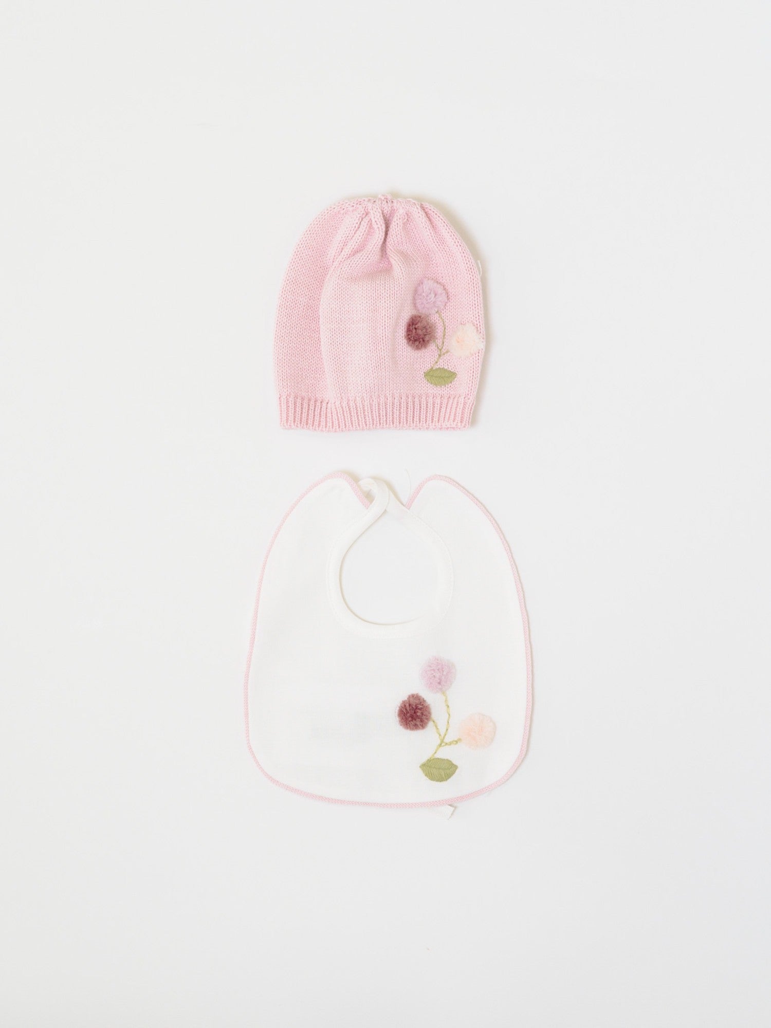 Cuffia e Bavetta Neonata Rosa LR1107 -  NANU' BABY