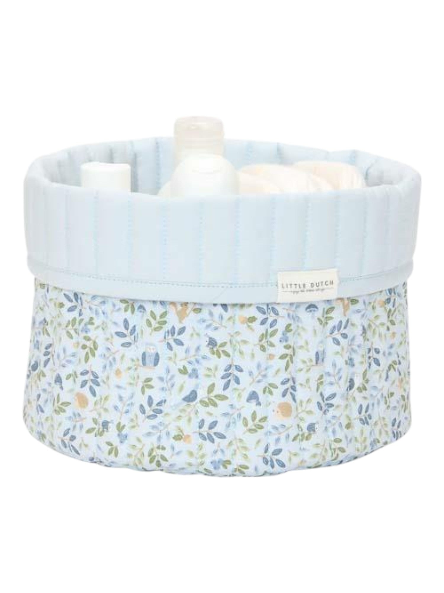 Cesto portaoggetti trapuntato piccolo Forest Adventure (reversibile) - Amici della foresta  BLU