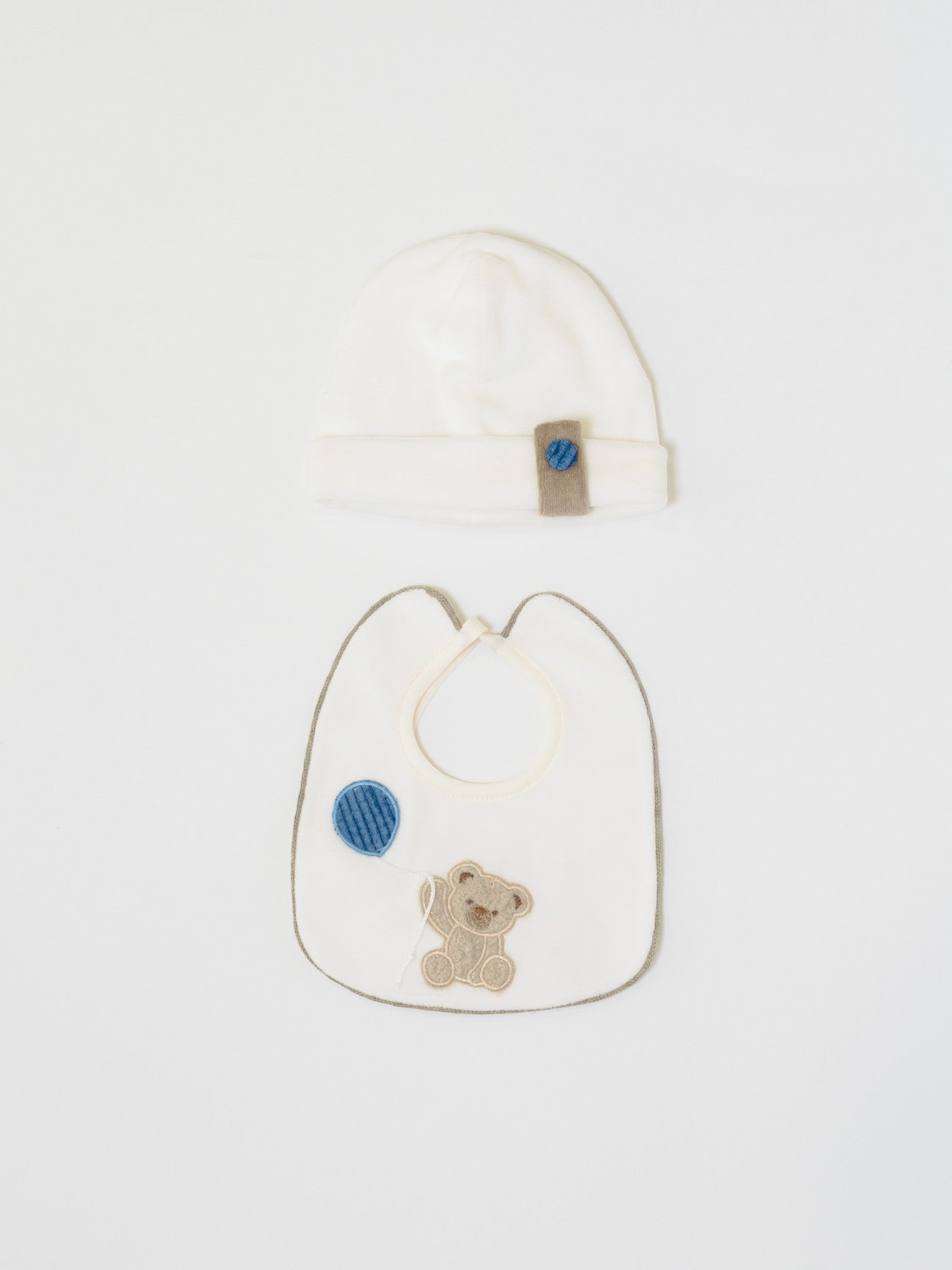 Cuffia e Bavetta Neonato AZZURRO LR1110 -  NANU' BABY