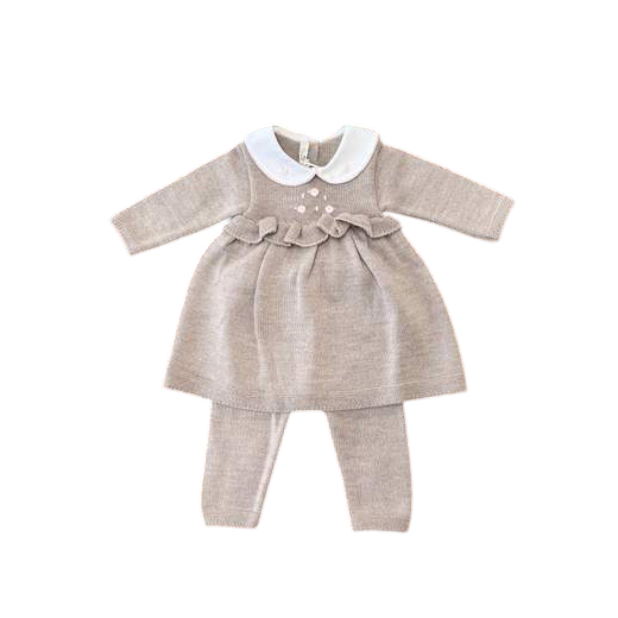 Baby Lord 403 Newborn Set with Ruffles and Rosettes, Pure Wool