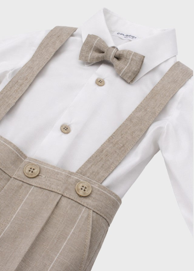 Coordinato Pantalone Righe Beige