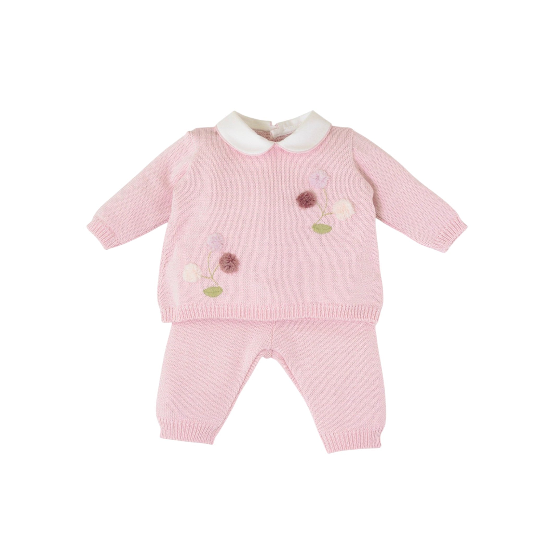 Baby Girl's Newborn Outfit in Mixed Wool, Pink - SARTORIA DEI PICCOLI (code LV1107)