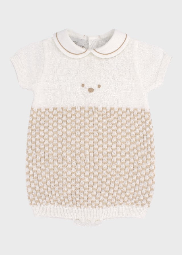 Elfenbeinfarbener Teddy-Kurzstrampler EK5722/A