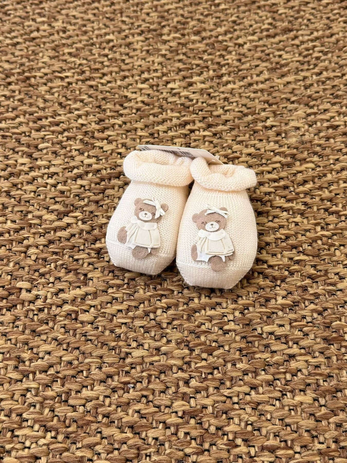 Little Sara Baby Bear Slippers MILK