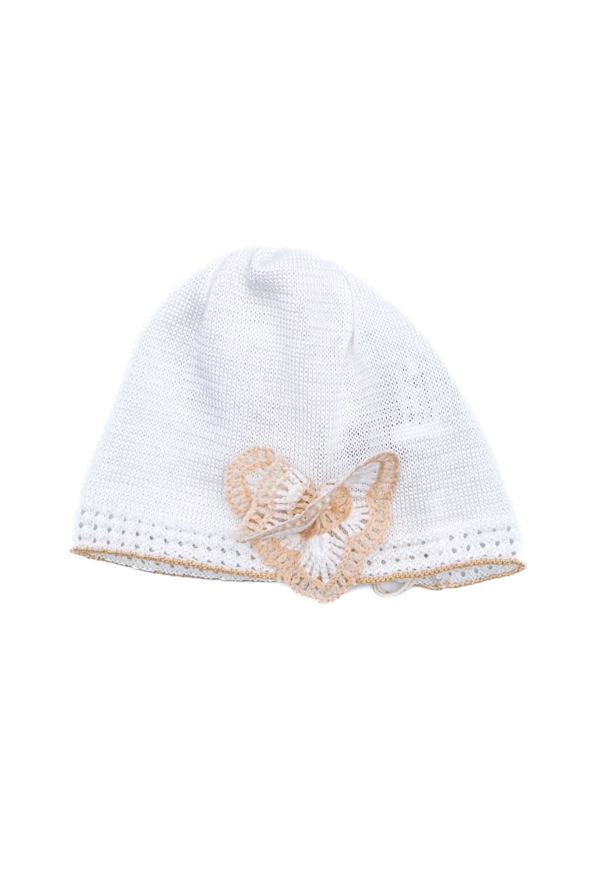 Cuffia Fiore in lino Neonata BIANCO EL2071