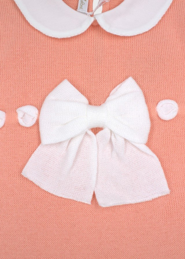 Peach Bow Cotton Romper 355/A