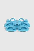 Turquoise Bow Linen Sandals SF41126/T