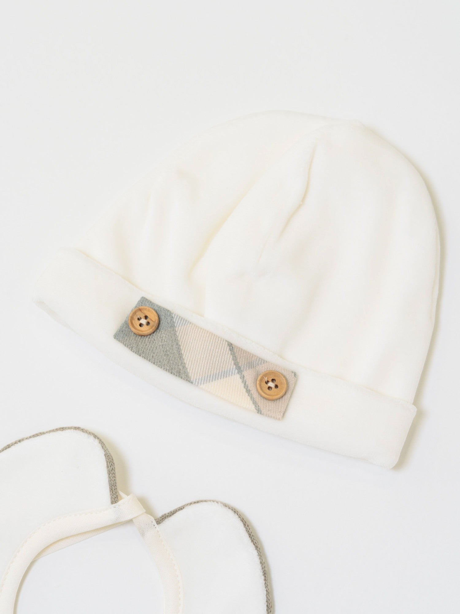 Cuffia e Bavetta Neonato Bianco LR1112 -  NANU' BABY