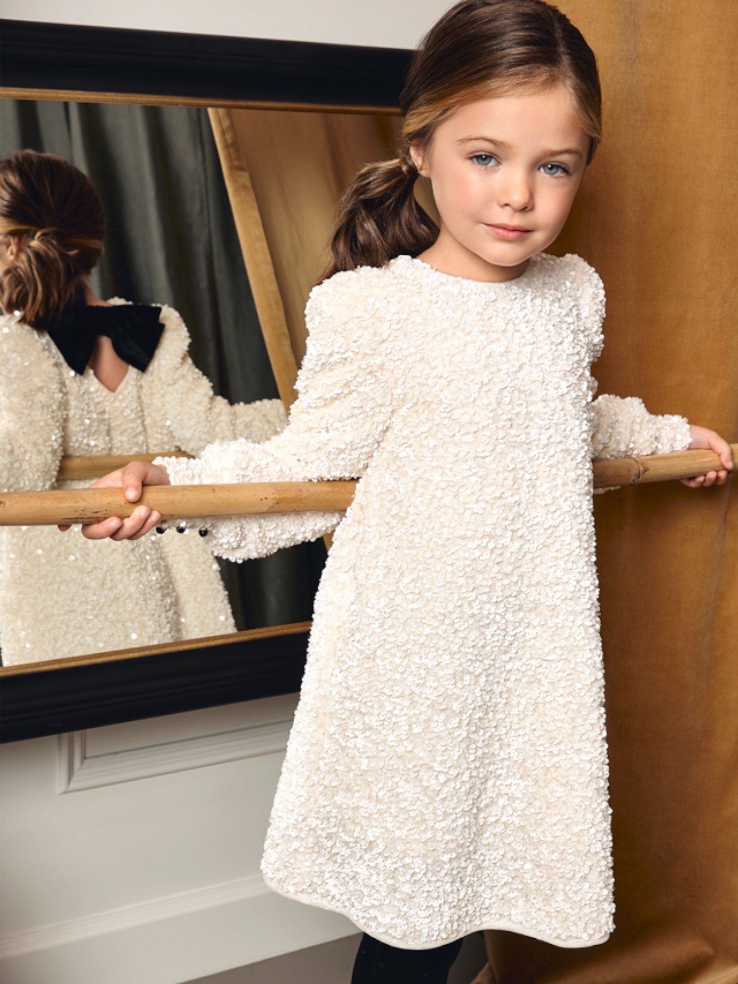 Abito lustrini velluto Bimba PANNA 5525/3 -  NANU' BABY
