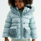 Giubbotto satinato pelo Bimba Verde 5849/16 -  NANU' BABY