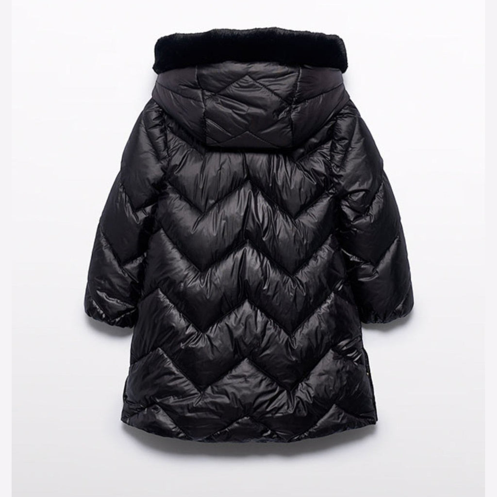 Giaccone lungo trapuntato Bimba Nero 5847/10 -  NANU' BABY