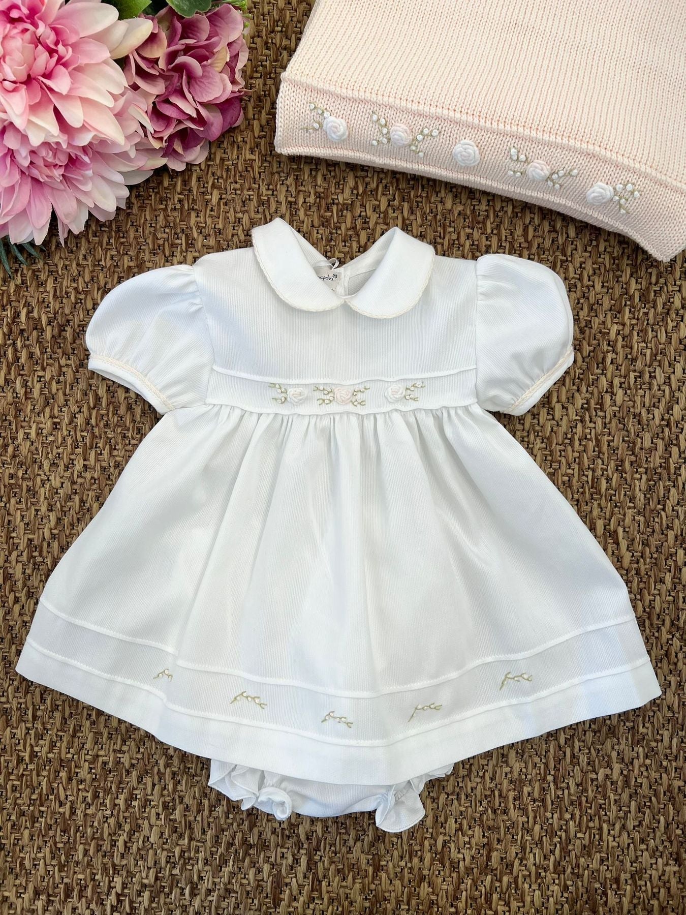 Completo 2 pezzi manica corta Roselline Bimba BIANCO ROSSELLA 3123