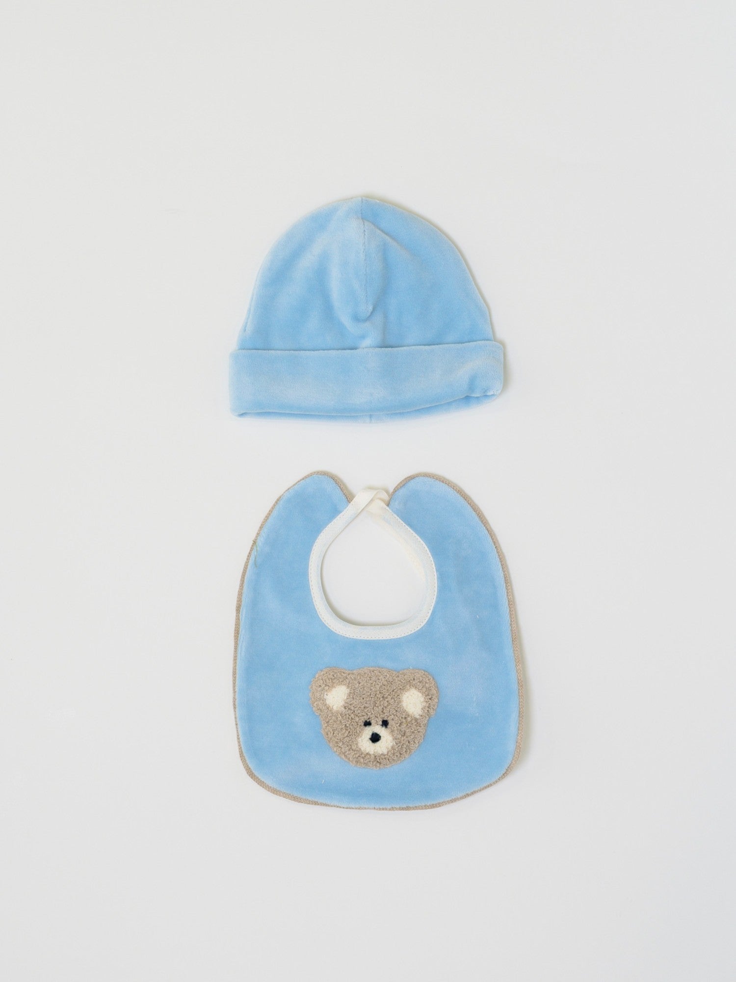 Cuffia e Bavetta Neonato CIELO LR1114 -  NANU' BABY