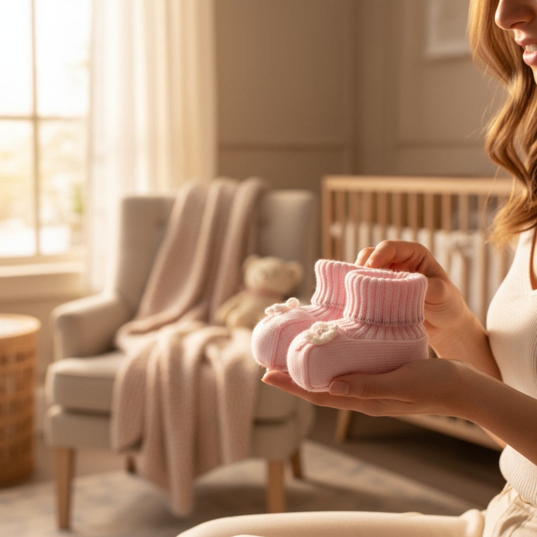 Pink Flower Baby Booties 7786