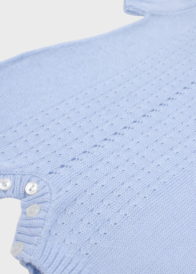 Baumwoll-Strampler mit Flechtmuster, Himmelblau, 351