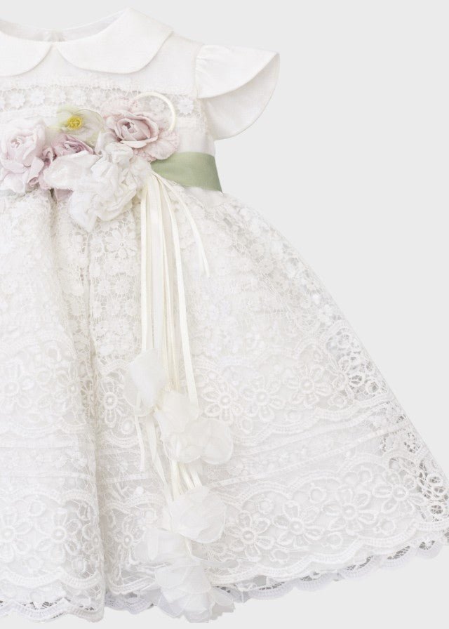 Abito Cerimonia Pizzo Macramè FB080 corredino e abbigliamento neonato | NANU' BABY