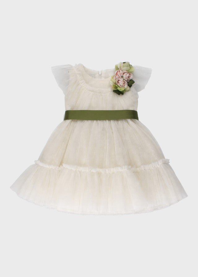 Abito Cerimonia Tulle Bianco FN108470/4662 corredino e abbigliamento neonato | NANU' BABY