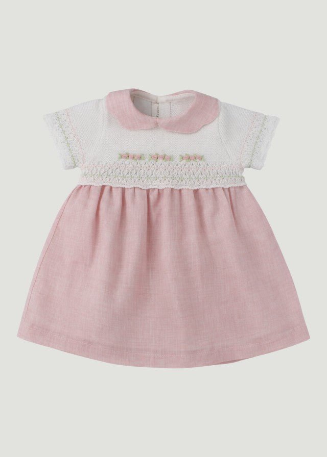 Abito Colletto Rosa Cipria corredino e abbigliamento neonato | NANU' BABY