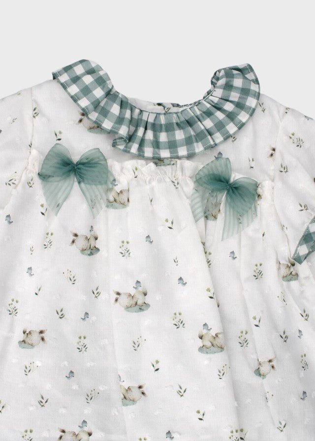 Abito Coulotte Coniglietti Verde 0046/24 corredino e abbigliamento neonato | NANU' BABY