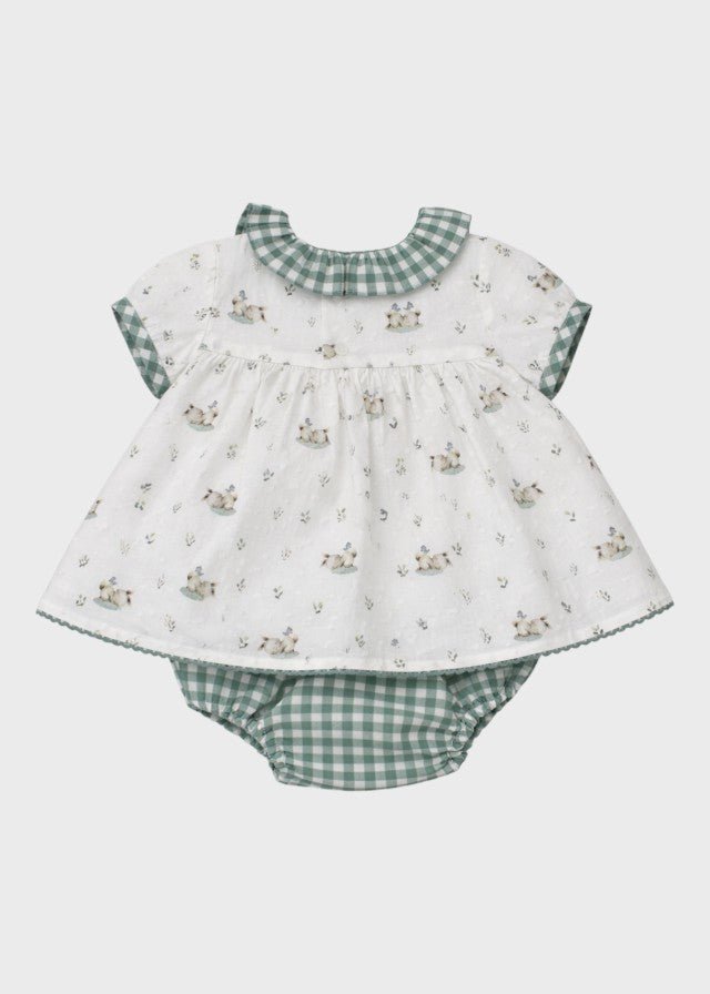 Abito Coulotte Coniglietti Verde 0046/24 corredino e abbigliamento neonato | NANU' BABY