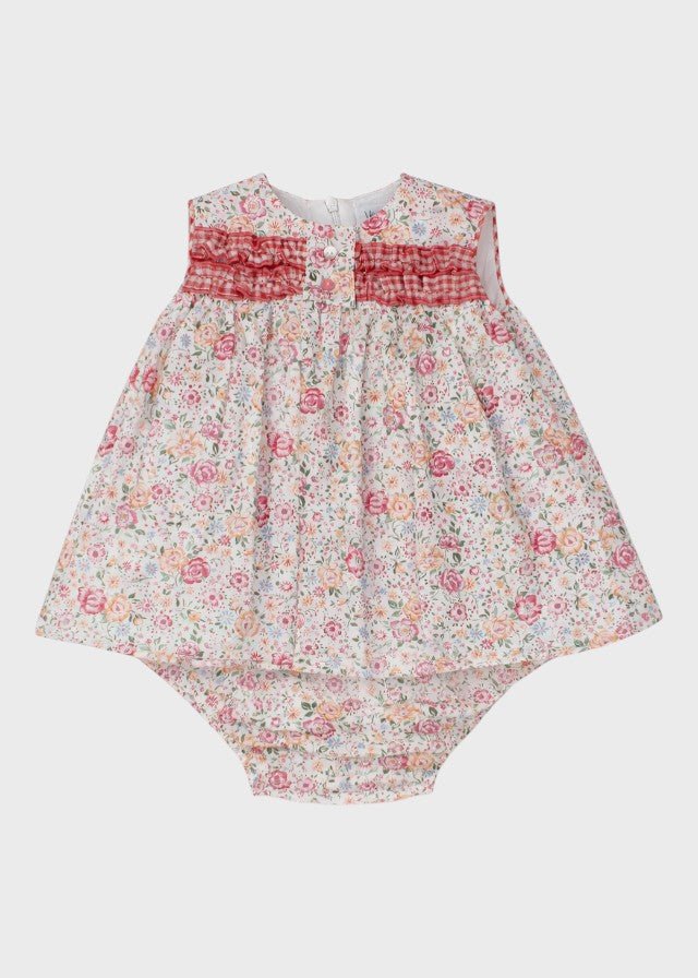 Abito Coulotte Fiorellini Corallo 0334/48 corredino e abbigliamento neonato | NANU' BABY