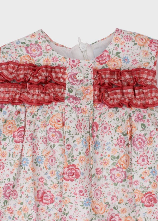 Abito Coulotte Fiorellini Corallo 0334/48 corredino e abbigliamento neonato | NANU' BABY