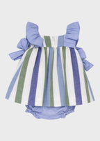 Abito Coulotte Righe Azzurro 0332/27 corredino e abbigliamento neonato | NANU' BABY