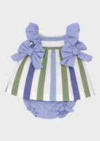 Abito Coulotte Righe Azzurro 0332/27 corredino e abbigliamento neonato | NANU' BABY