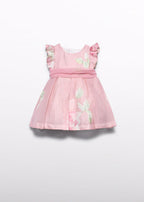 Abito Lino Stampato Fascia Tulle 5007/6 corredino e abbigliamento neonato | NANU' BABY