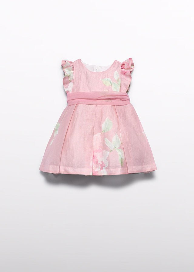 Abito Lino Stampato Fascia Tulle 5007/6 corredino e abbigliamento neonato | NANU' BABY