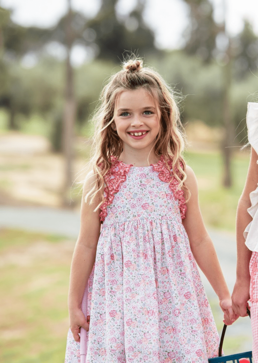 Abito Mayolica Fiorellini Corallo 0510/48 corredino e abbigliamento neonato | NANU' BABY