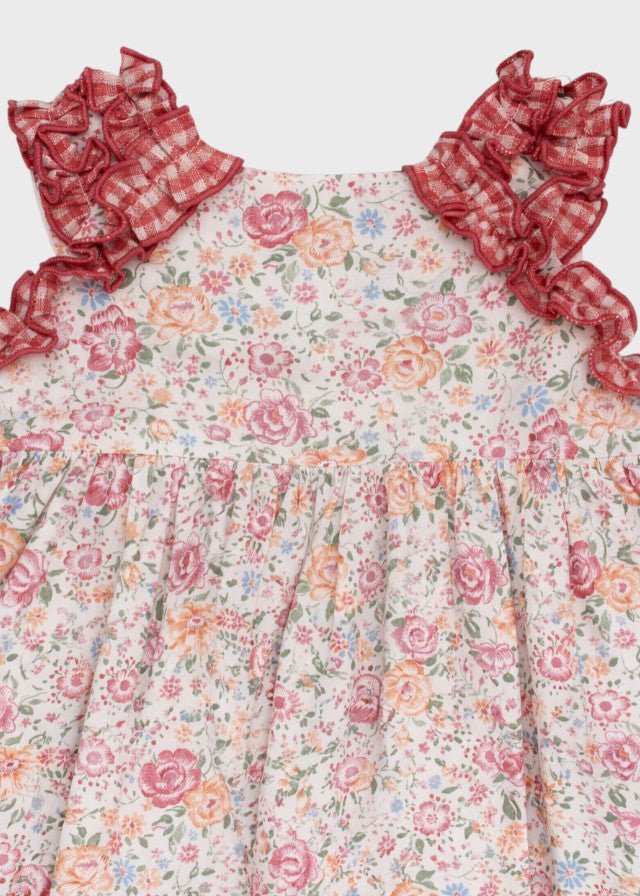 Abito Mayolica Fiorellini Corallo 0510/48 corredino e abbigliamento neonato | NANU' BABY