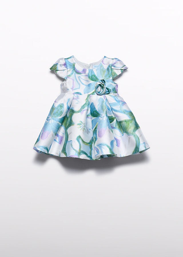 Abito Mikado Stampato Turchese 5013/8 corredino e abbigliamento neonato | NANU' BABY