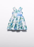 Abito Mikado Stampato Turchese 5052/8 corredino e abbigliamento neonato | NANU' BABY