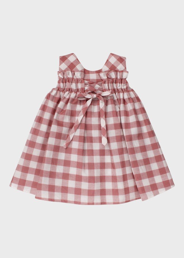 Abito Quadri Rosa Laccetto 0516/54 corredino e abbigliamento neonato | NANU' BABY