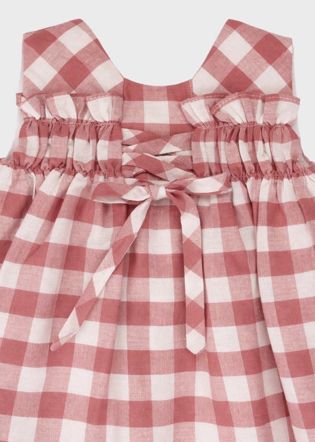 Abito Quadri Rosa Laccetto 0516/54 corredino e abbigliamento neonato | NANU' BABY