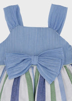 Abito Righe Azzurro Fiocco 0506/27 corredino e abbigliamento neonato | NANU' BABY