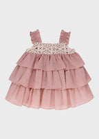 Abito Tulle Balze Rosa 0502/25 corredino e abbigliamento neonato | NANU' BABY