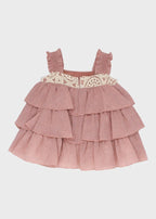 Abito Tulle Balze Rosa 0502/25 corredino e abbigliamento neonato | NANU' BABY