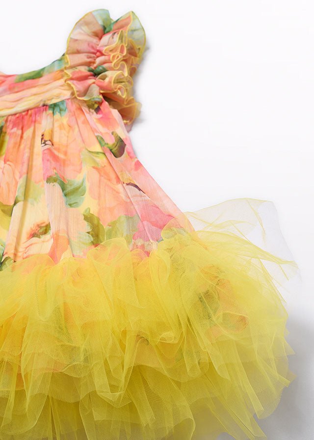 Abito Tulle Piume Multicolore 5040/2 corredino e abbigliamento neonato | NANU' BABY