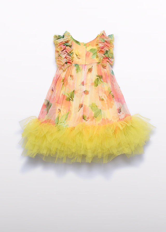 Abito Tulle Piume Multicolore 5040/2 corredino e abbigliamento neonato | NANU' BABY