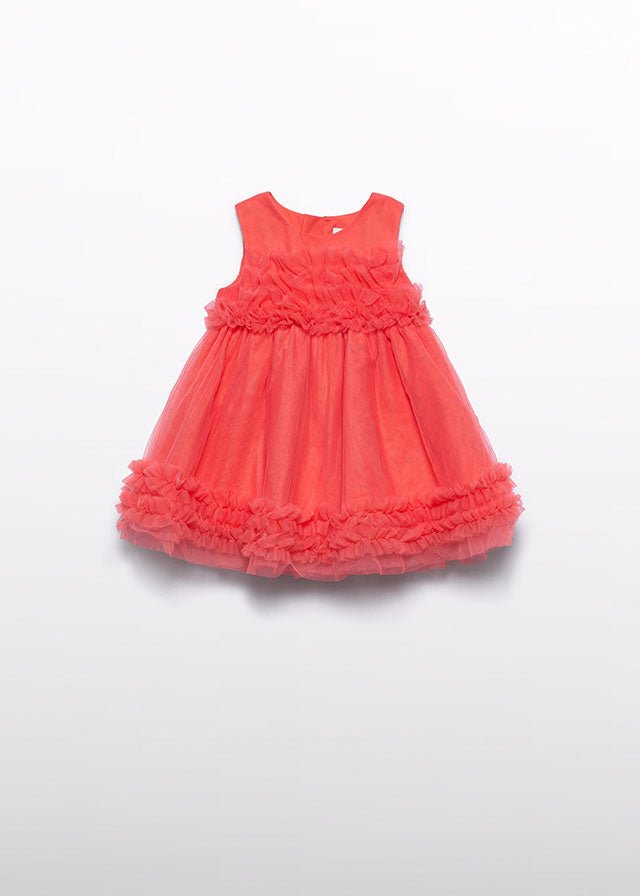 Abito Tulle Volan Arancione 5014/94 corredino e abbigliamento neonato | NANU' BABY