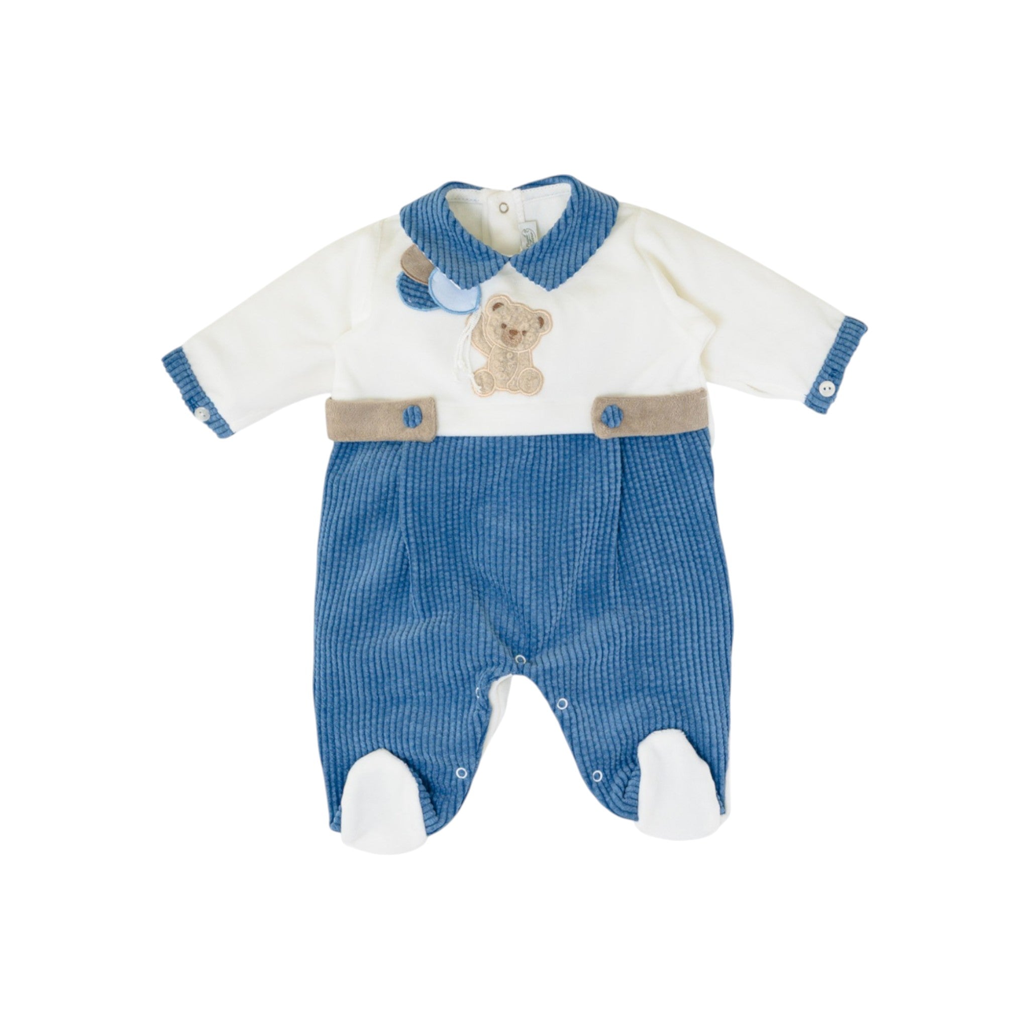 Baby Romper, Blue Chenille, SARTORIA DEI PICCOLI (code LTB1110)