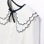 BLusa chiffon collo ricamo Bimba PANNA 5612/3 -  NANU' BABY