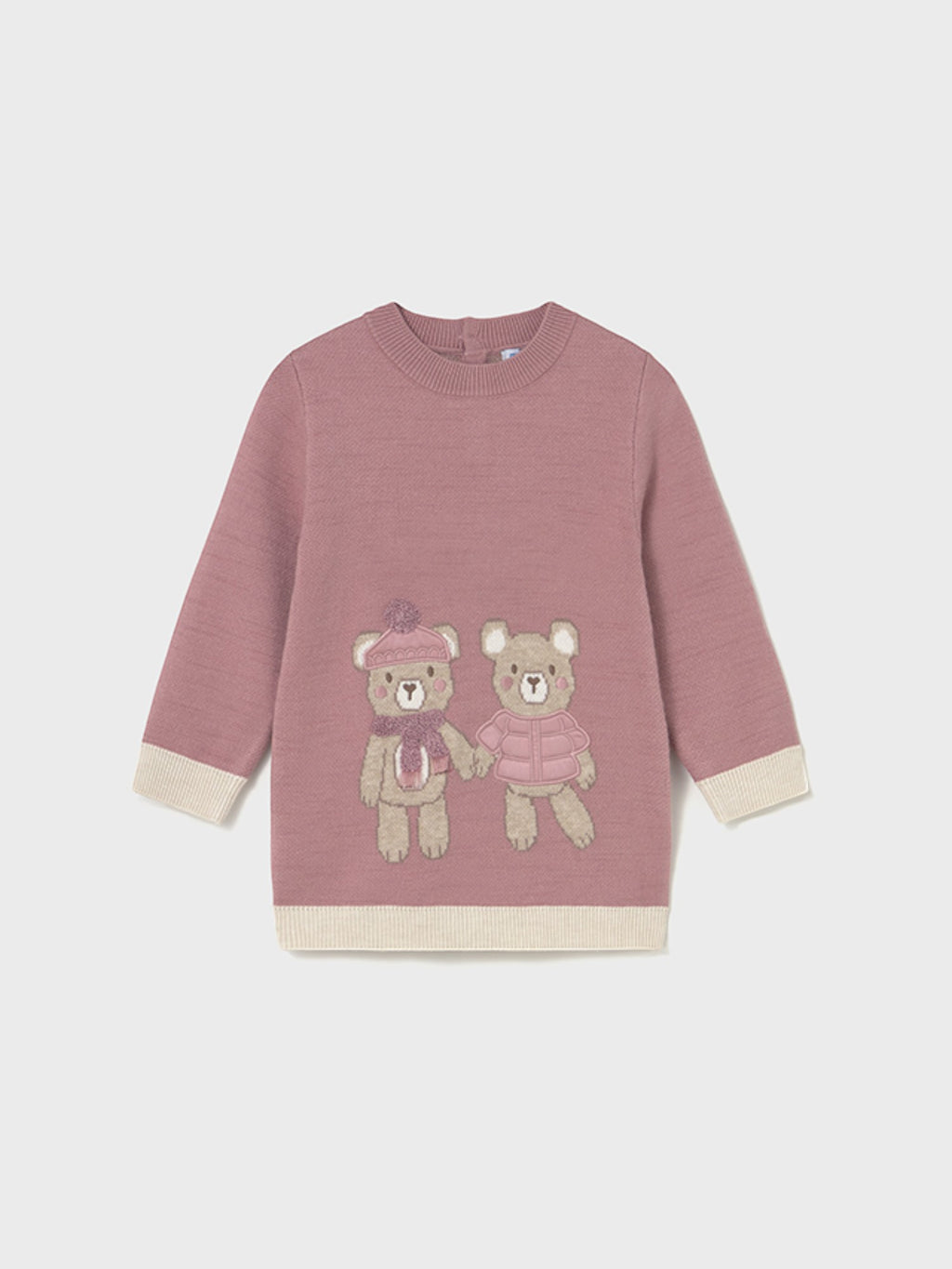 Rosa Jacquard-Strickkleid für Babys (Mädchen) 2911/31