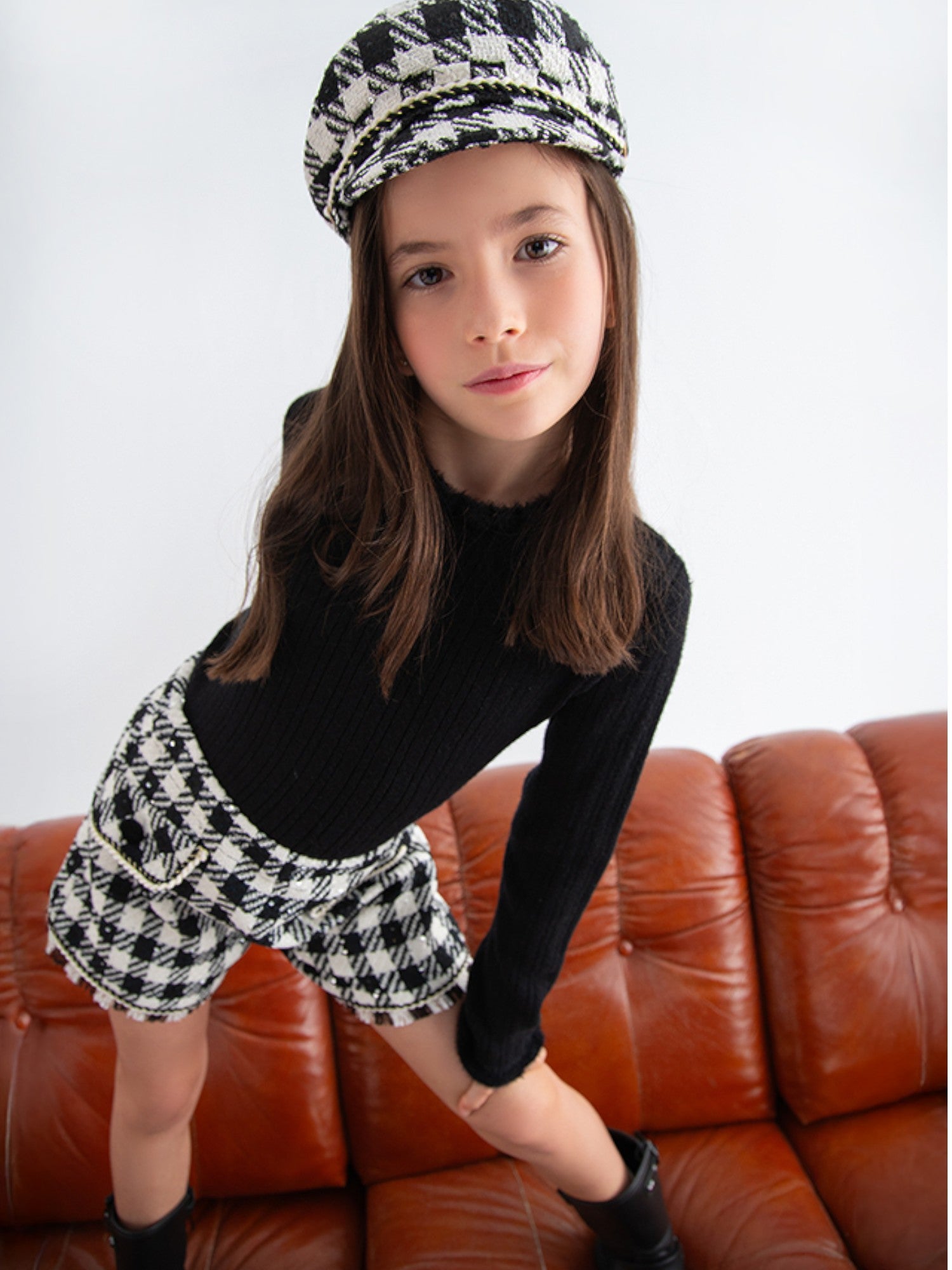 Bermuda vichy lustrini Bimba Nero 5716/8 -  NANU' BABY