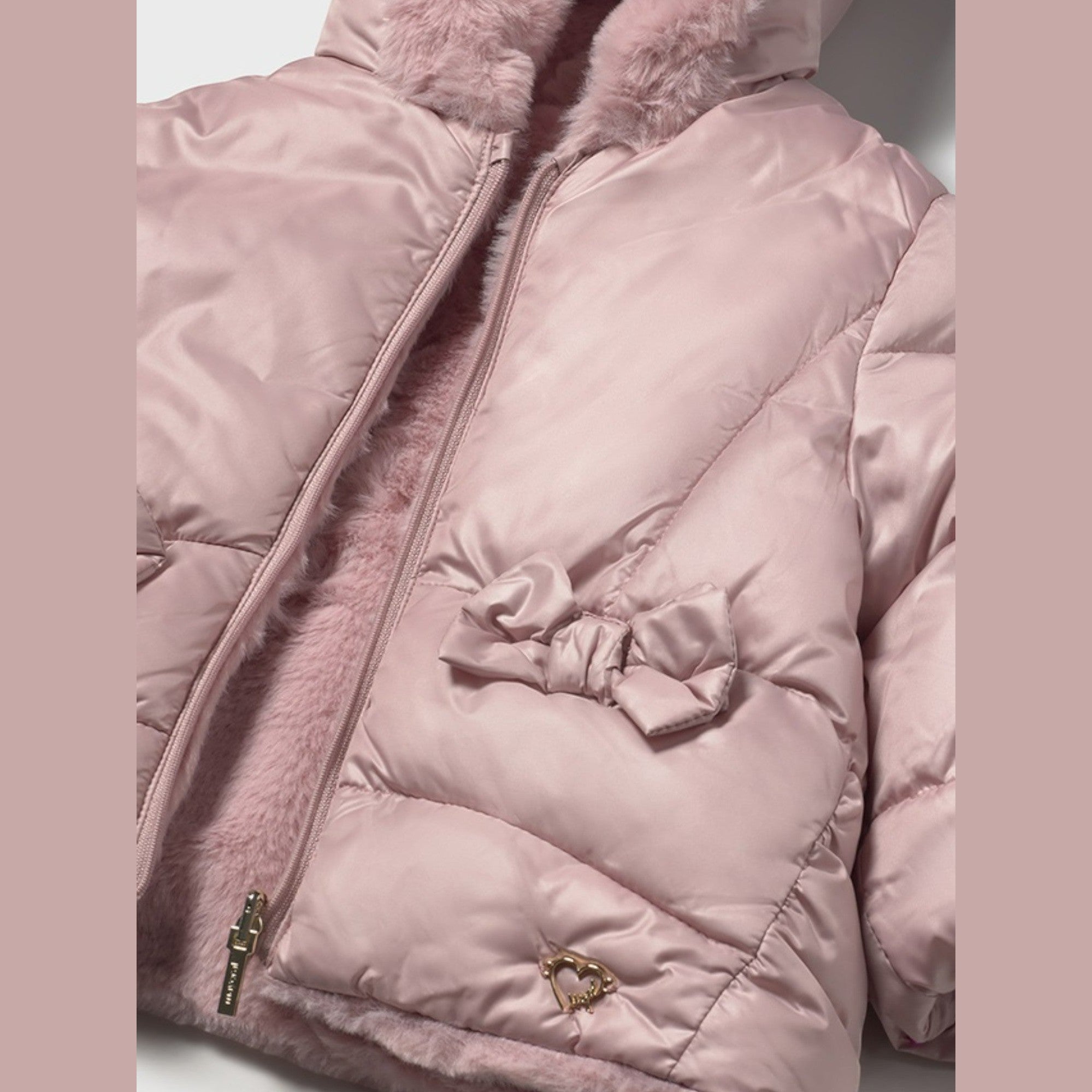 giubbotto reversibile pelo Bimba Rosa 2435/81 -  NANU' BABY