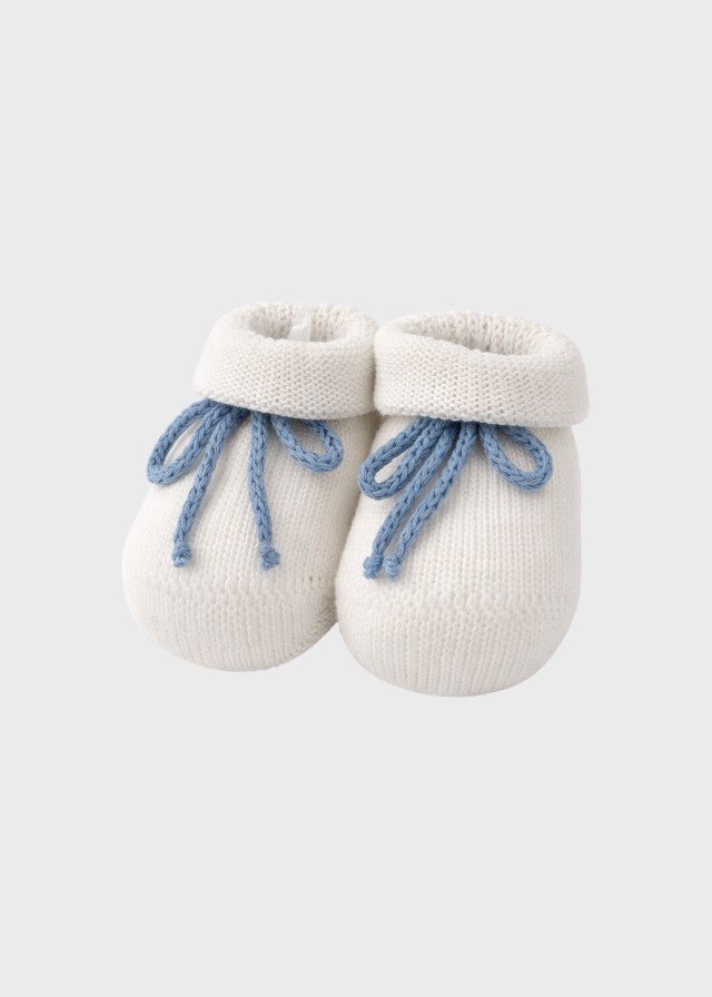 Babbucce Cotone Laccetto Bianco INGLESE/752 - B corredino e abbigliamento neonato | NANU' BABY