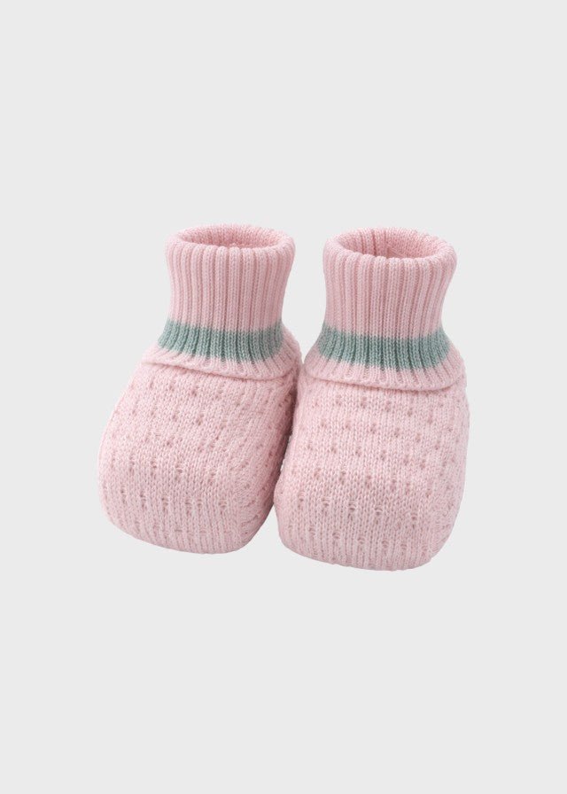 Babbucce Cotone Rosa Verde EK50SR corredino e abbigliamento neonato | NANU' BABY